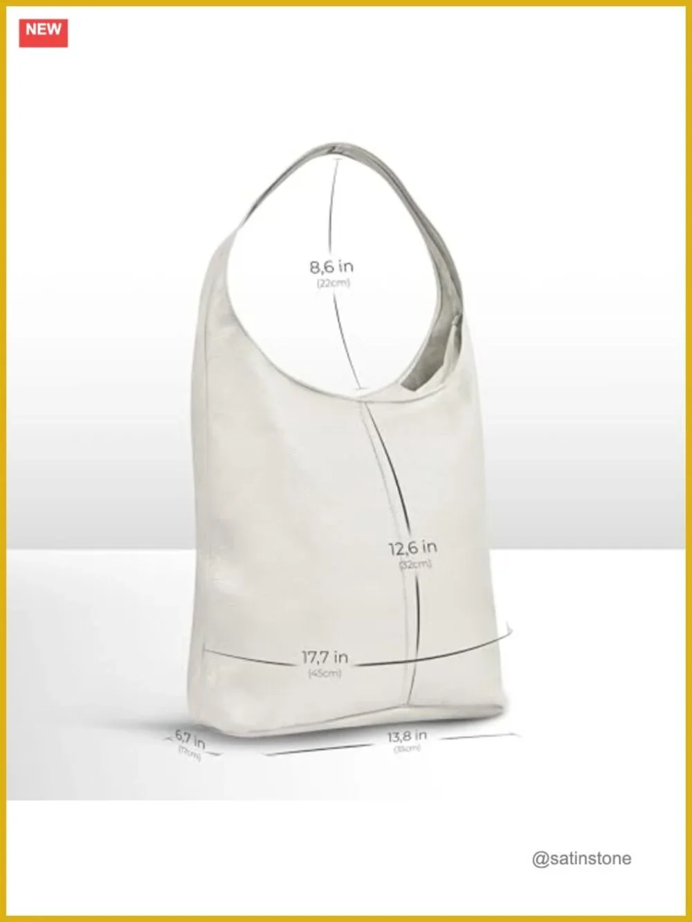 Full-Grain Leather Hobo Handbag Large Slouchy Unlined Shoulder Bag